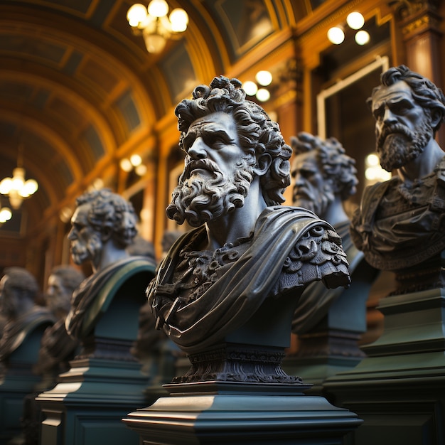 Greek busts in temple