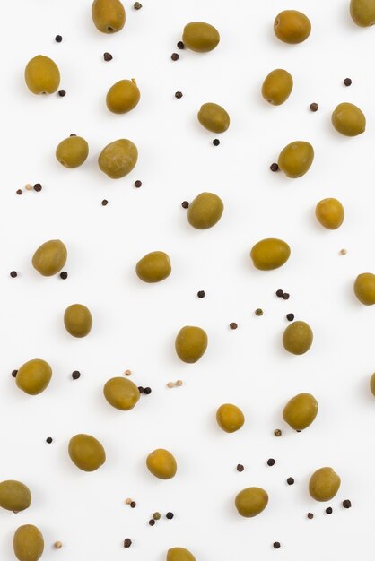 Greek olives spread on table 