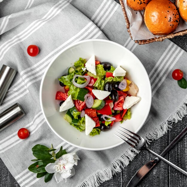 Greek salad on the table