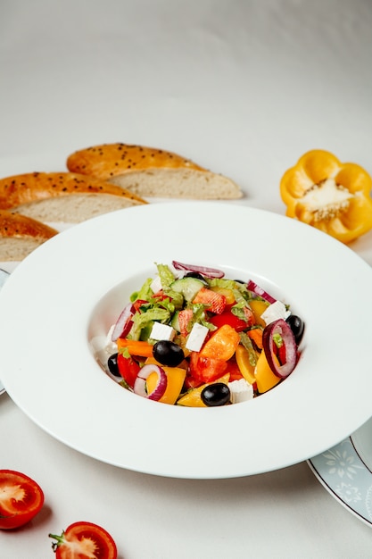 Greek salad on the table