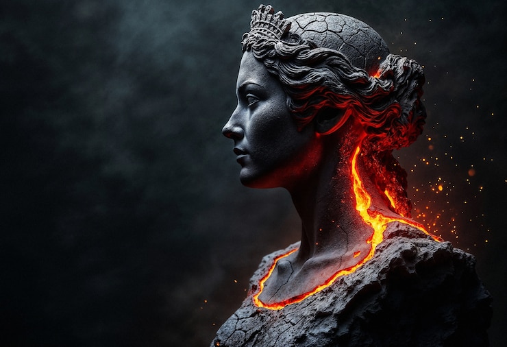 Free Photo greek sculpture of lava queen