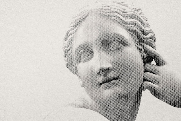 Greek statue in engraving style