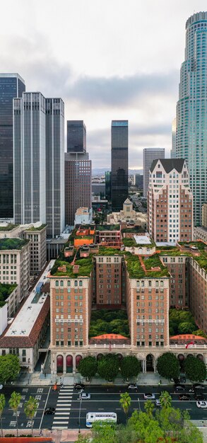 Green architectural city buildings