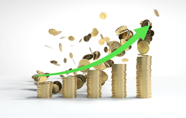 Gold, Stocks, and Crypto Illustration