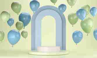 Free photo green and blue balloons arrangement