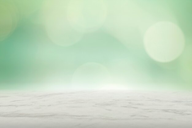 Green bokeh wall with beige marble floor product background