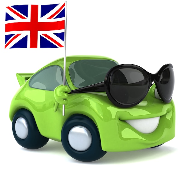 緑の車-3Dイラスト