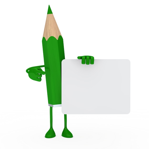 Green character holding a board