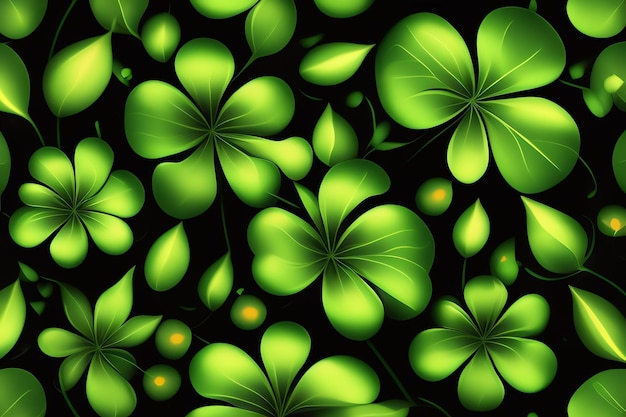 Foto gratuita trifogli verdi su sfondo nero