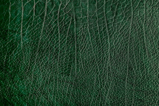 緑のしわのある革の織り目加工の背景