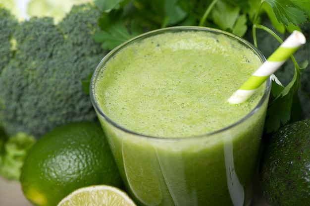 Free photo green detox smoothie. smoothie recipes for a fast weight loss