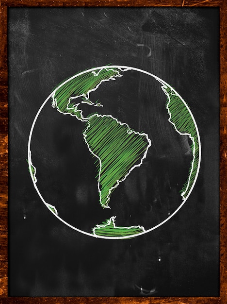 Green Earth on Blackboard Globe