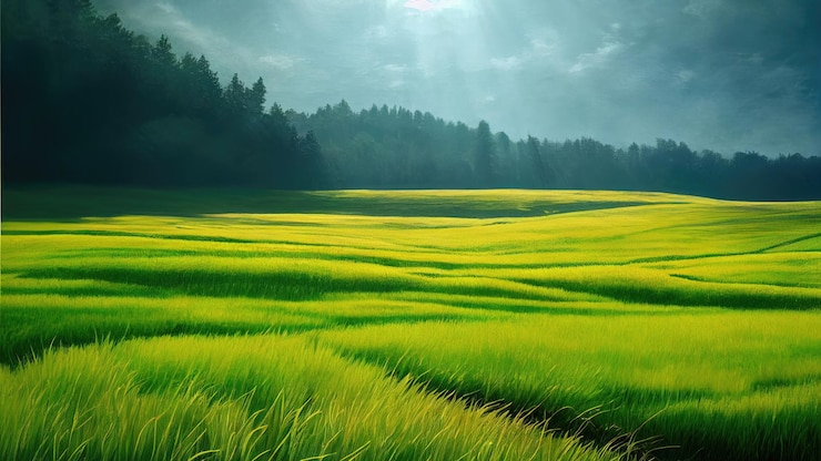 Free Photo green field tree and blue skygreat as a backgroundweb banner generative ai