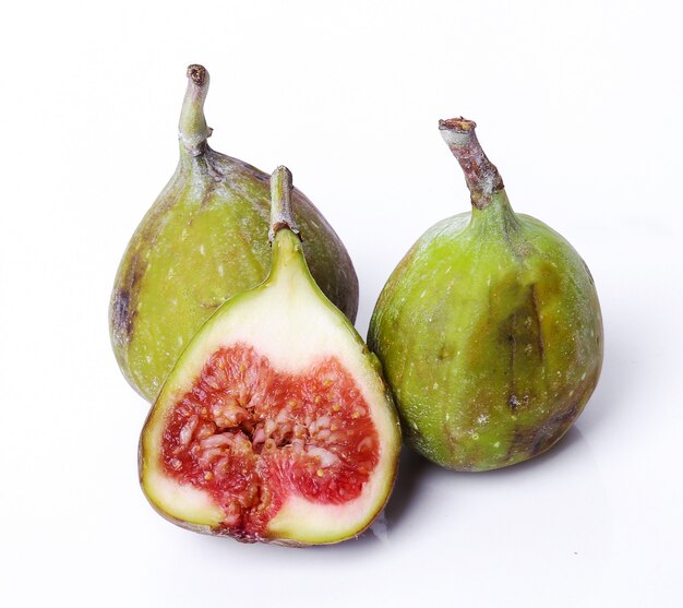 Green fig on white