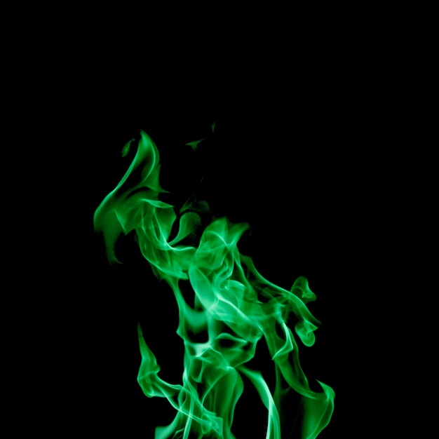 Green flame on black