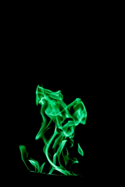 Green flame of blazing fire