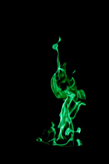 Green flame of raging fire