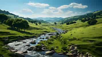 Free photo green forest river landscape