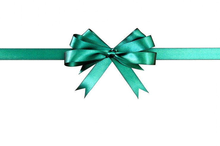 Free Photo green gift ribbon with a cute bow