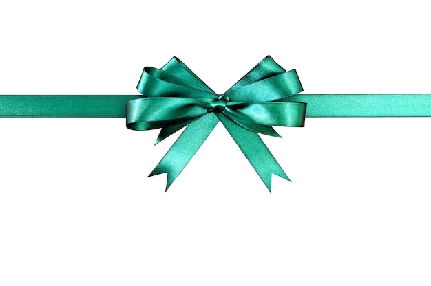Green gift ribbon with a cute bow