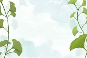 Foto gratuita sfondo verde con cornice di foglie di ginkgo