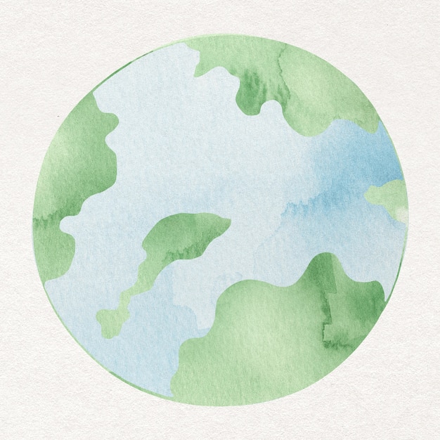 Green globe watercolor design element