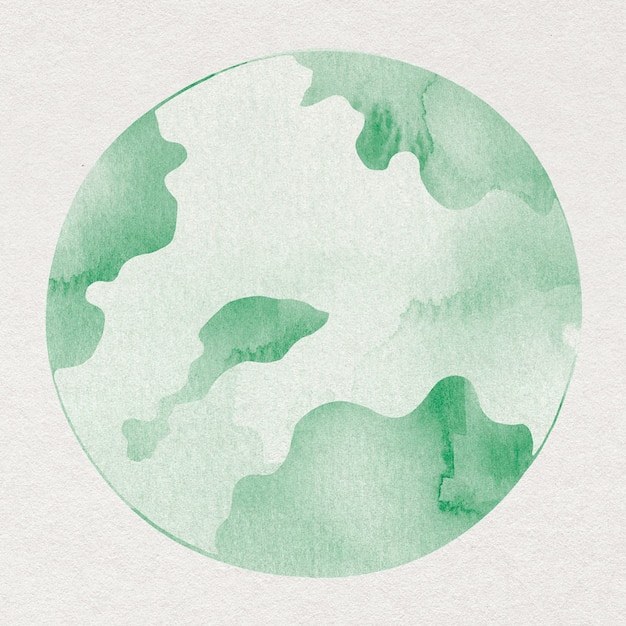 Free photo green globe watercolor design element