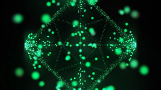 Green glowing particles a high resolution