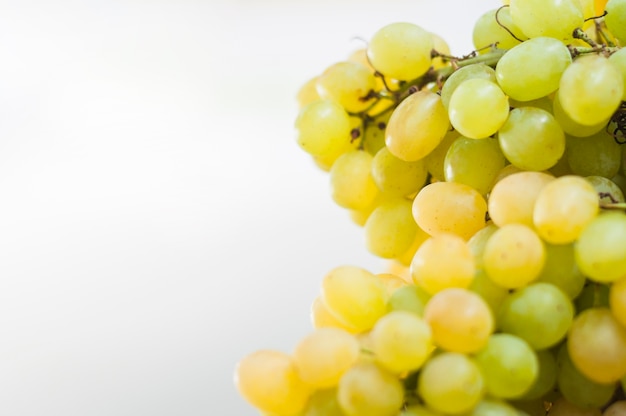 Green grapes on white background