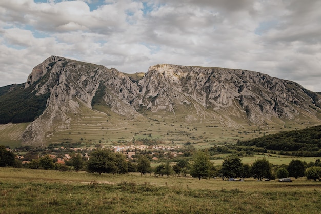 Green landscape of Piatra Secuiului Szekelyko mountain in Romania