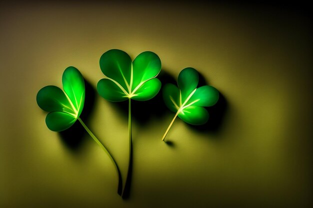 A green leaf clover is on a green background.