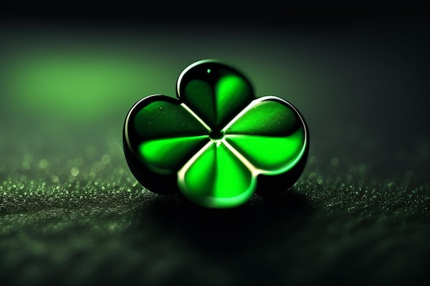 A green leaf clover with a dark background