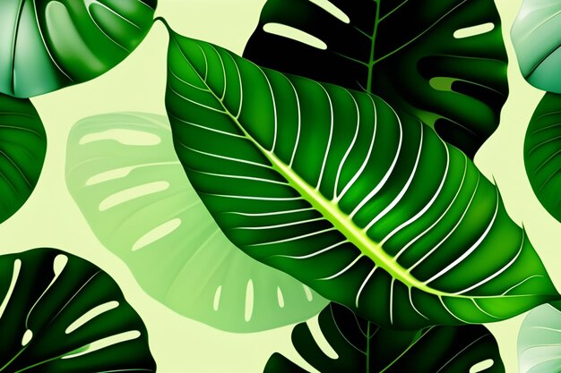 Зеленые листья тропических растений обои