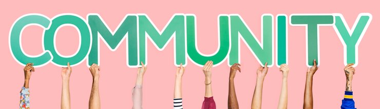 Free Photo green letters forming the word community