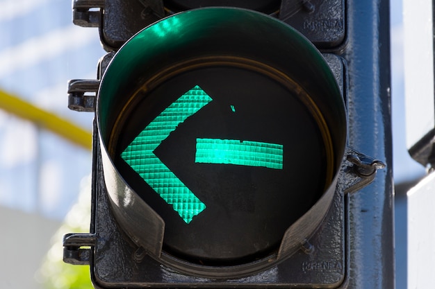 Green light on traffic lights outdoors