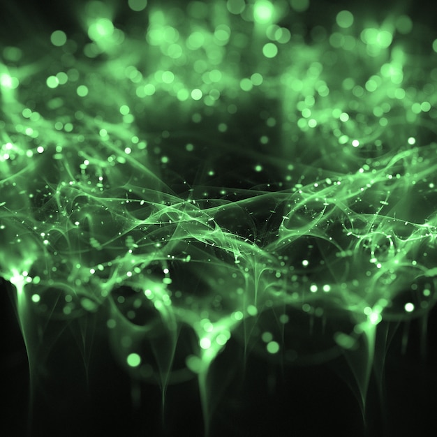 Free photo green lights particles wallpaper