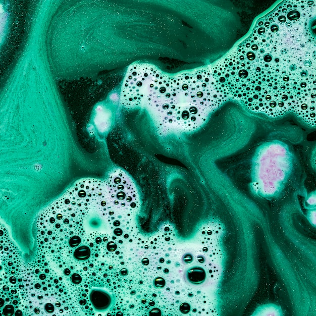 Green liquid with foam