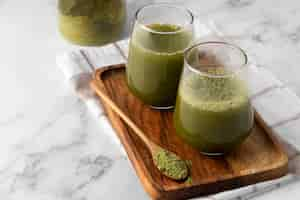 Free photo green matcha tea still life