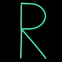 Free photo green neon lights alphabet letters