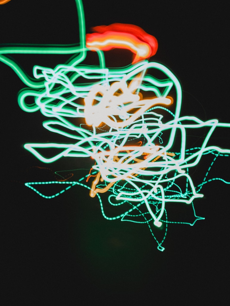 Free Photo green and orange neon lights