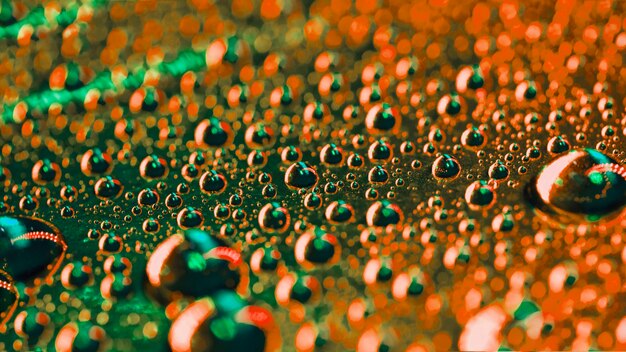 Green and an orange water bubbles detail background