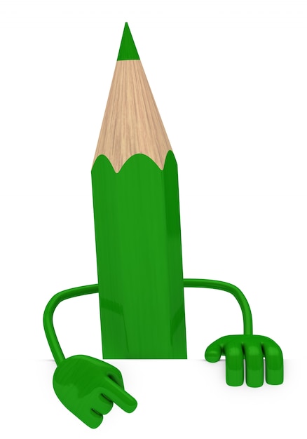 Green pencil with a blank sign