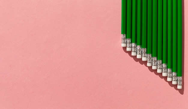 Green pencils frame with copy-space