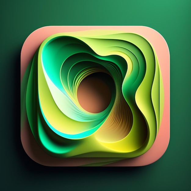 Un quadrato verde e rosa con sfondo verde e un quadrato verde con un cerchio al centro.