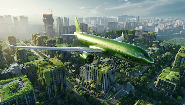 Free photo green plane in ecofriendly environment