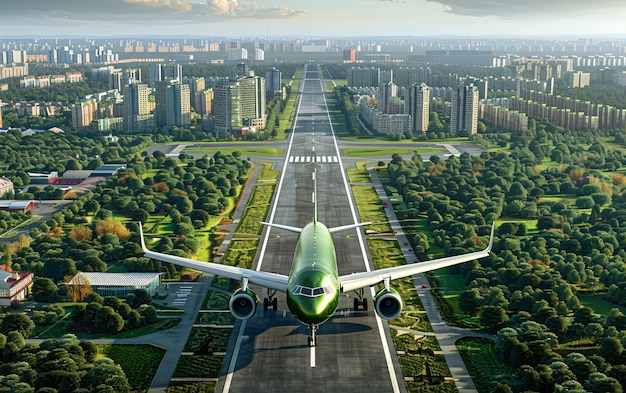 Free photo green plane in ecofriendly environment