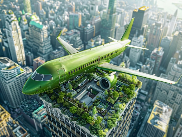 Free photo green plane in ecofriendly environment