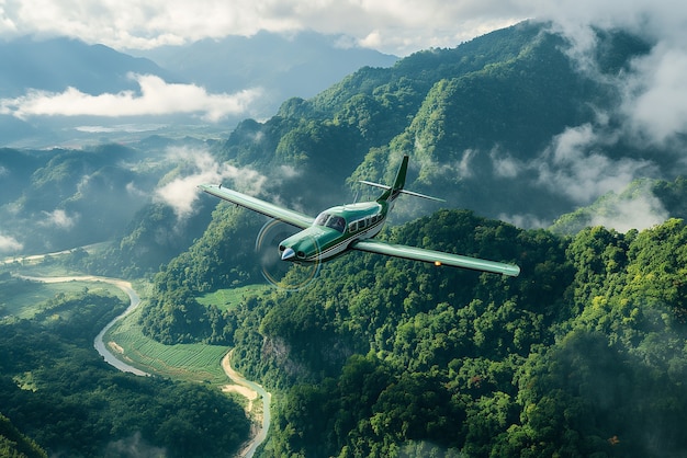 Free photo green plane in ecofriendly environment