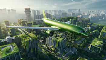 Бесплатное фото Зеленый самолет в экологически чистой среде