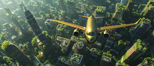 Бесплатное фото Зеленый самолет в экологически чистой среде